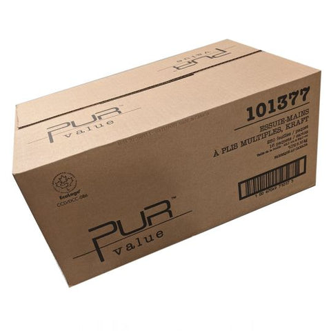 PAPIER À MAINS PLIS MULTIPLES BRUN  250/PQT 16 PQT/CS EVEREST PRO DROPS